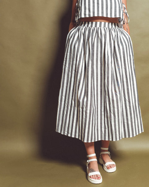  Striped Long Skirt