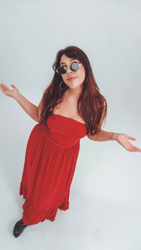  Strapless Bustier Maxi Dress