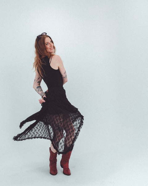 Lace Tier Midi Skirt