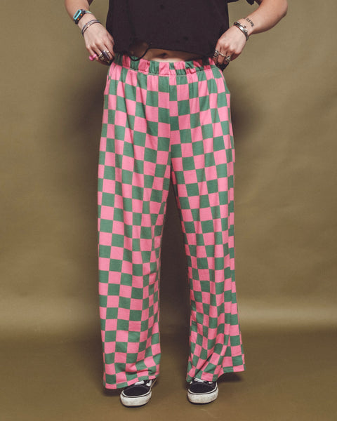 High Waist Soft Checkered Pants
