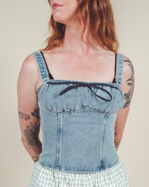 Denim Bustier Top