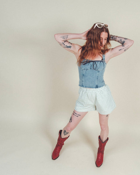  Denim Bustier Top