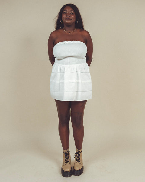  Smocked Poplin Mini Dress