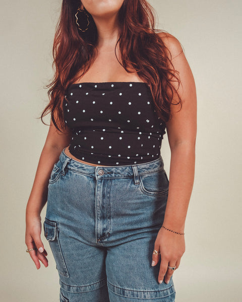  Polkadot Strapless Top