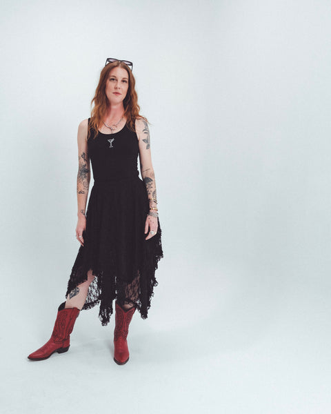  Lace Tier Midi Skirt