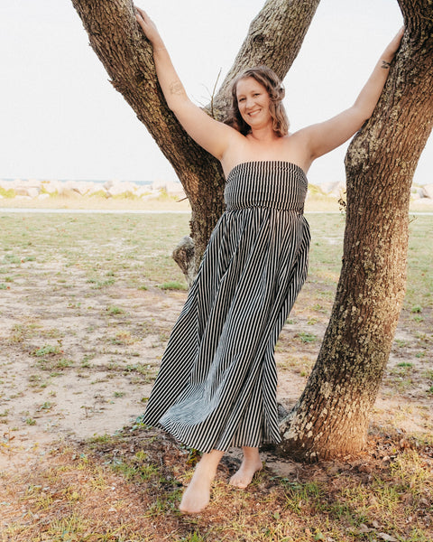 Striped Strapless Dress
