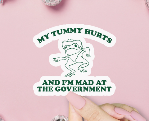 My Tummy Hurts Cowboy Frog Sticker