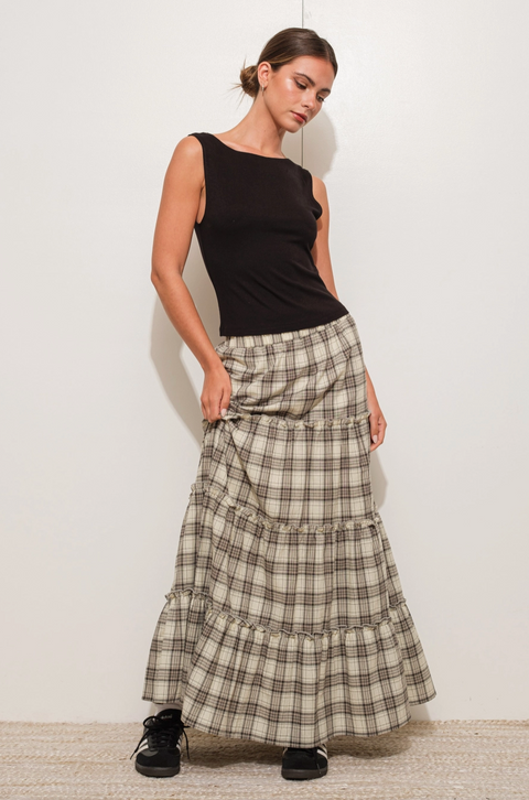  Plaid Maxi Skirt