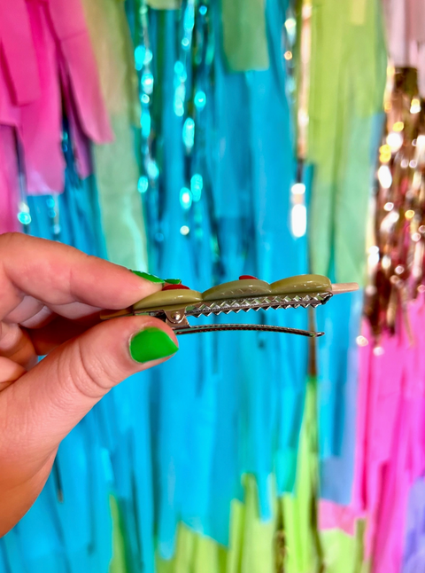  Stuffed Olive Hair Clip Set