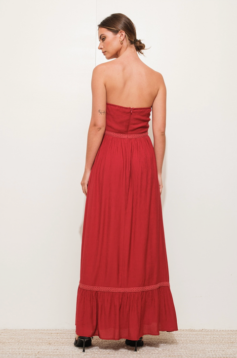  Strapless Bustier Maxi Dress