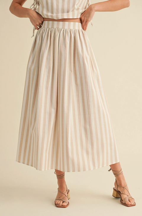  Striped Long Skirt