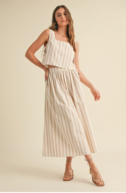  Striped Long Skirt