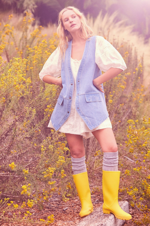 Denim Snap-Front Vest