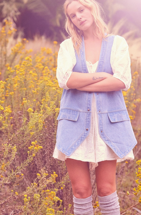 Denim Snap-Front Vest