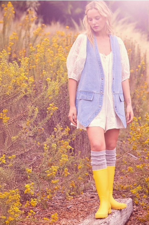  Denim Snap-Front Vest