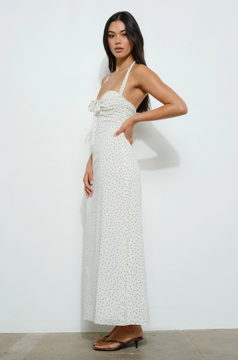  Polka Dot Halter Maxi Dress