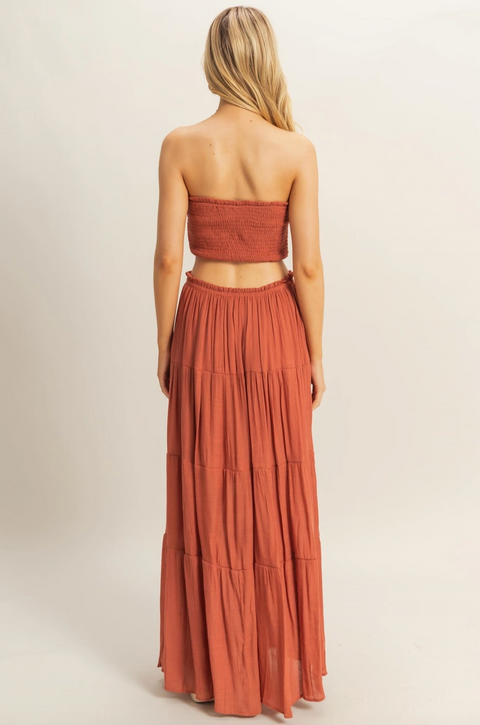 Rust Tier Maxi Skirt