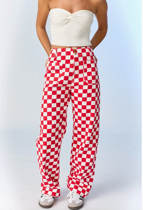  Checkered Bottoms with Elastic Band