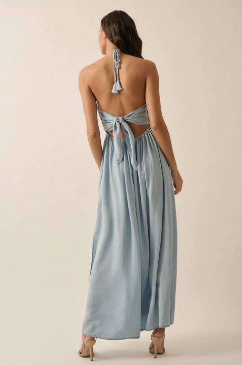  Plunging Halter-Neck Dress