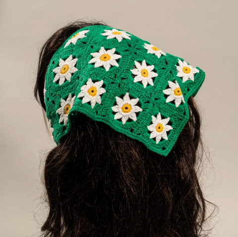 Flower Crotchet Head Scarf
