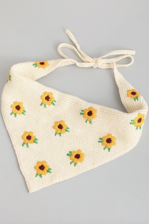 Flower Crotchet Head Scarf