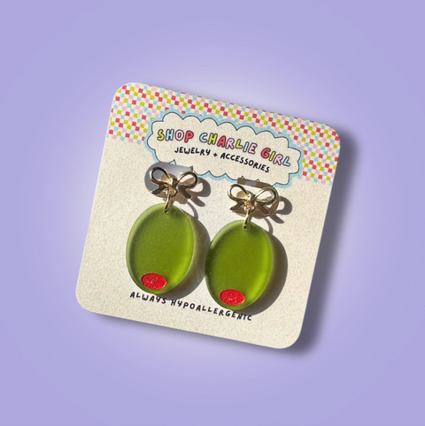 Olive Bow Earrings