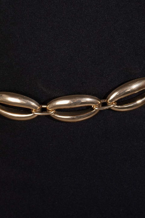  Rounded Metallic Oval Chain Belt (Gold)