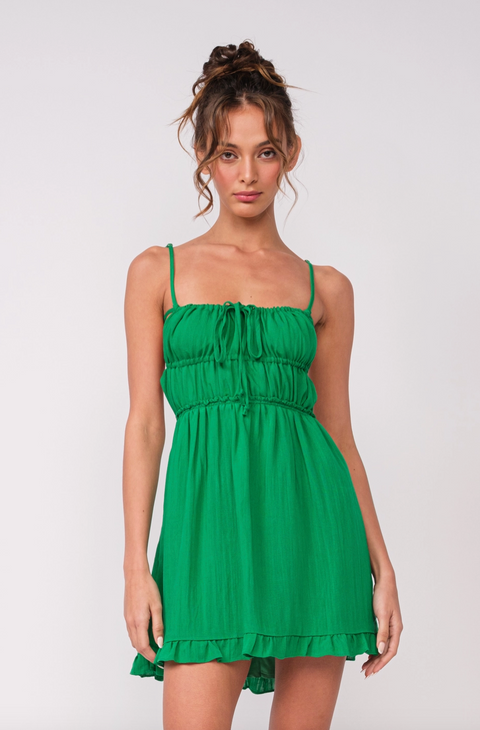  Green Open Back Ties Dress