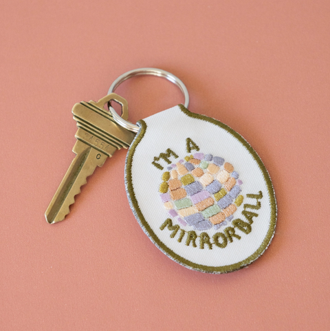 I'm a Mirrorball Embroidered Keychain