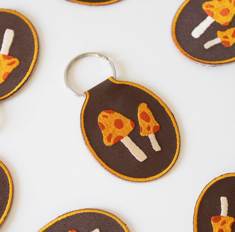 Mushroom Embroidered Keychain