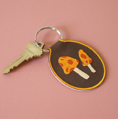 Mushroom Embroidered Keychain