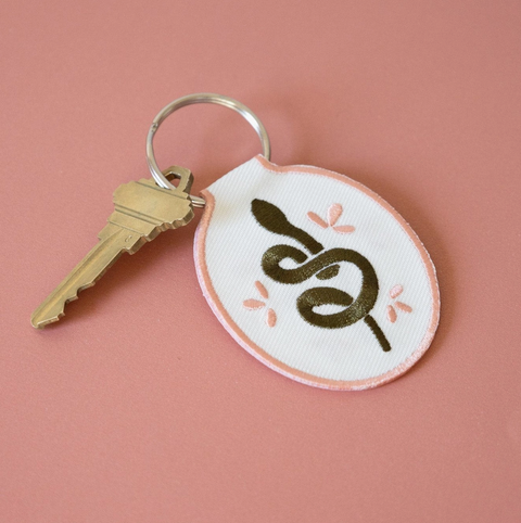 Snake Embroidered Keychain