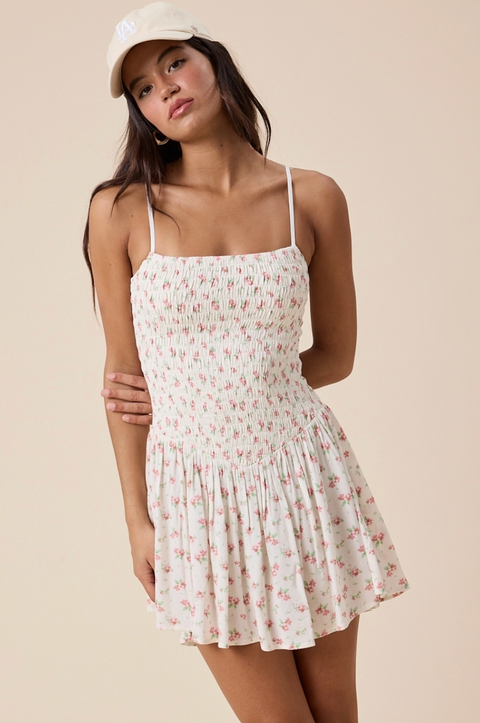 Ditsy Floral Smocked High Low Mini