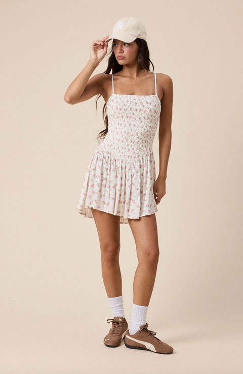  Ditsy Floral Smocked High Low Mini