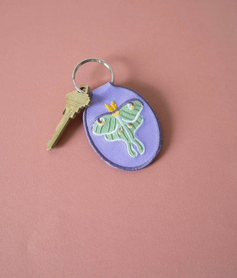 Luna Moth Embroidered Keychain