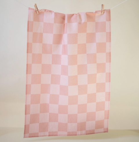Grapefruit Checker Tea Towel