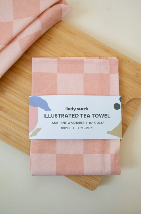 Grapefruit Checker Tea Towel