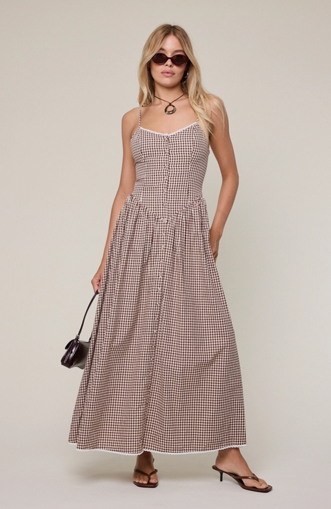  Checkered Vintage V-Neck Dress