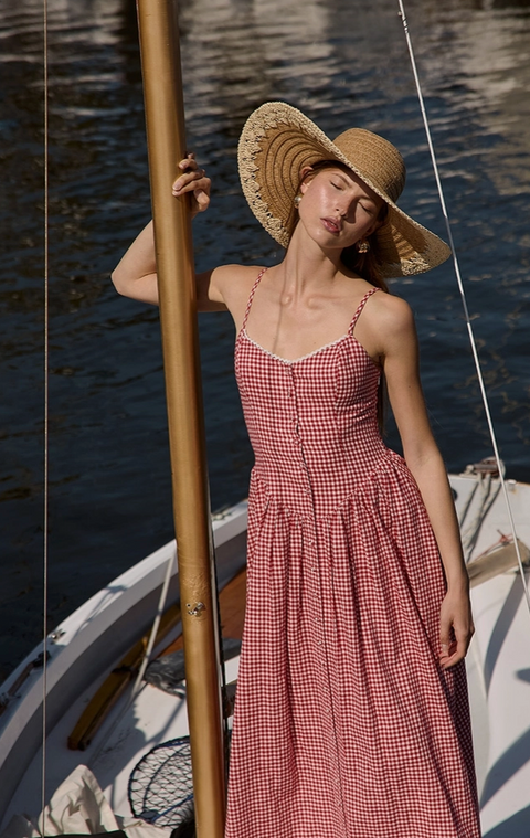  Checkered Vintage V-Neck Dress