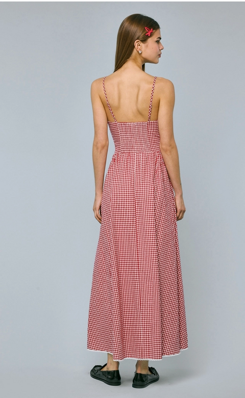  Checkered Vintage V-Neck Dress