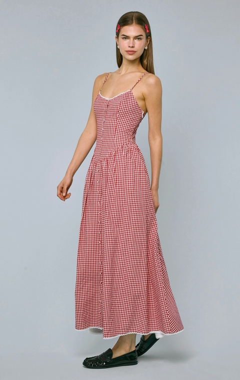  Checkered Vintage V-Neck Dress
