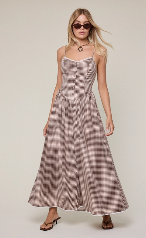 Checkered Vintage V-Neck Dress