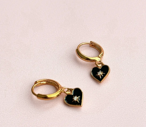 Black Heart Celestial Gold Huggies