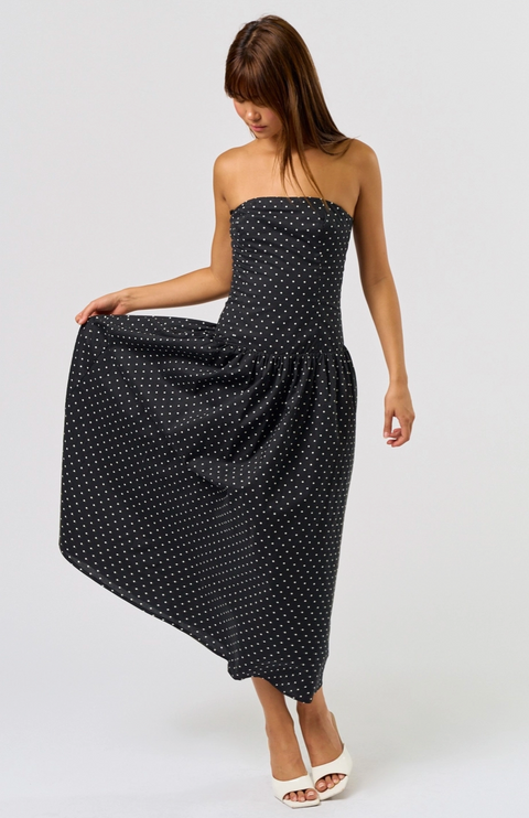  Polka Dot Tube Maxi Dress
