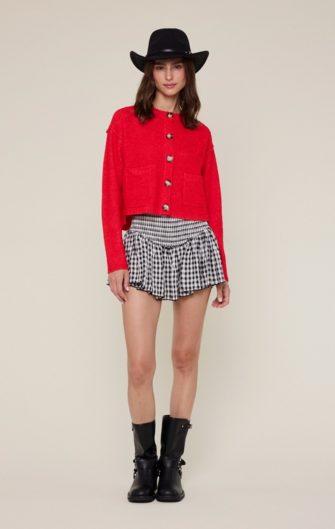 Crew Neck Front Button Down Casual Knit Sweater