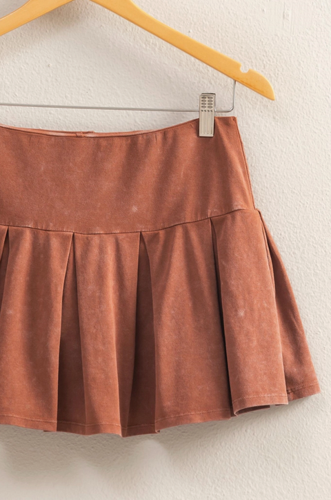 Mid-Rise Pleated Mini Skort