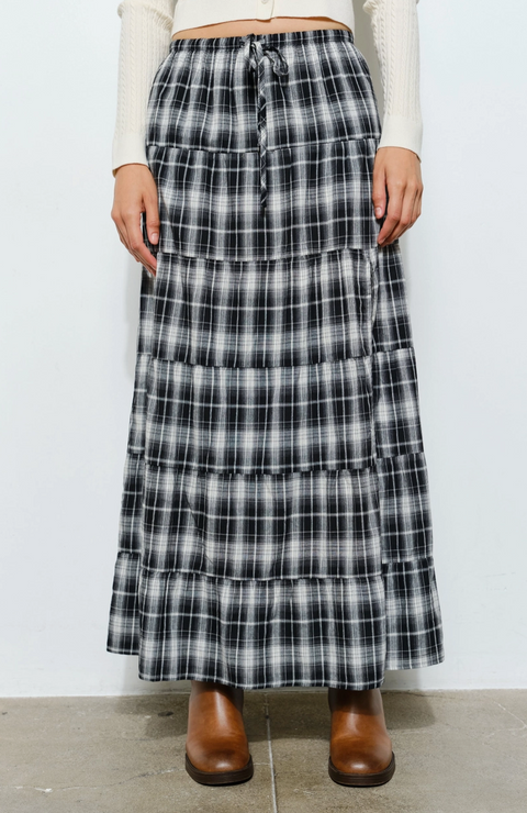Savannah Plaid Maxi Skirt