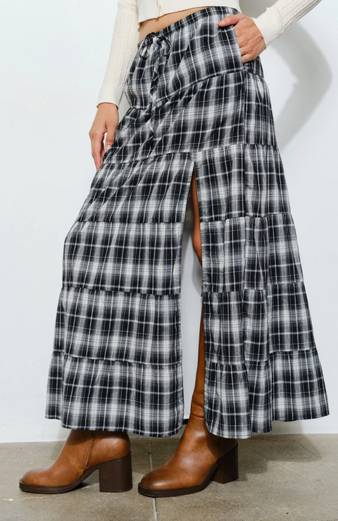 Savannah Plaid Maxi Skirt