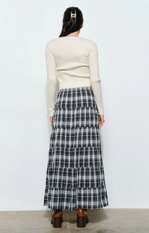  Savannah Plaid Maxi Skirt