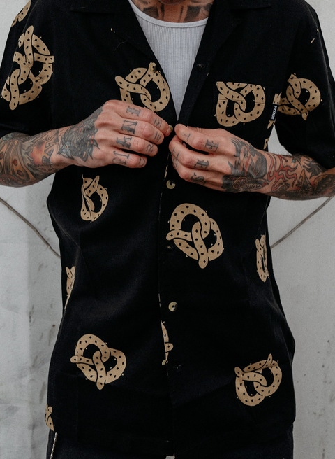  Don't Get It Twisted Pretzel Button Down